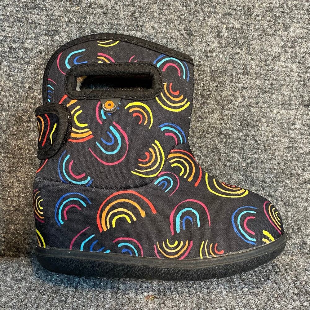 Bogs Baby Bogs II Wild Rainbows Black Multicolor Boots Infants 7 Waterproof